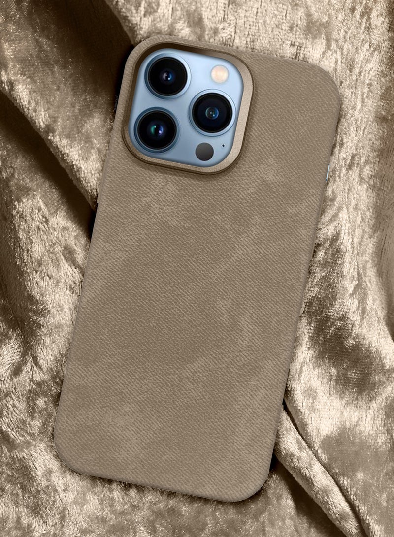 CATANES 3Packs iPhone 13 Pro Max Alcantara Case Cover Premium Quality Luxurious Soft Touch Protection with Metal Camera Frame with Two 3D Screen Protectors - Desert Titanium  - Image 4