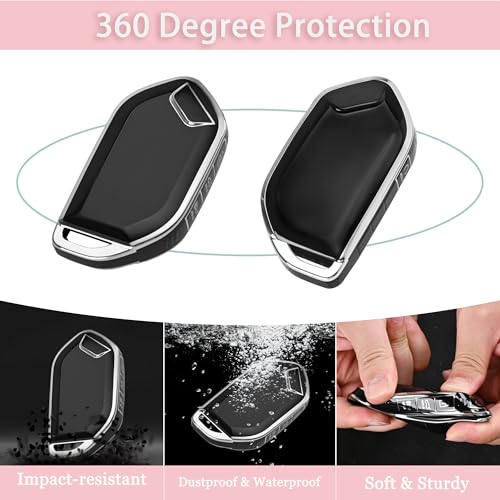 JAMCARI for kia Key Fob Cover - 5 Button Soft TPU Protection Car Key Case for Telluride 2023 2024 2025 EV5 Sorento K4 K5 GT-Line Remote Smart Key （Black） - Image 3