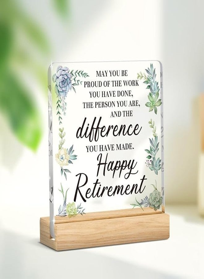 Bs amor Happy Retirement Gifts,Retirement Gifts for Boss Teacher Colleagues Leader,May You Be Proud of the Work Acrylic Desk Plaque for Home Office Shelf Table Decor 5x4 inches - Image 1
