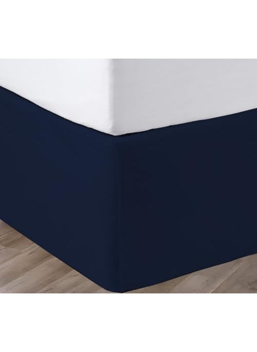 SGI bedding SGI bedding 18 Inch Drop Bed Skirt Queen Size with Platform to Stay in Place Elegant Pleated Design with Split Corners Wrinkle Resistant Fabric for Modern and Stylish Look  Navy Blue 