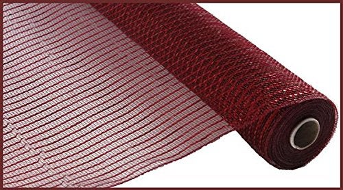 Wide Foil Deco Poly Mesh Ribbon 10 Inches x 30 Feet Burgundy Red Foil