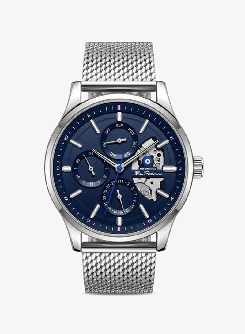 Ben Sherman St Albans Blue Dial Stainless Steel Bracelet Multifunction Watch for Men, 43.5mm - Image 1