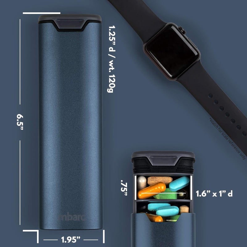 HIGHERHUMAN منظم حبوب أسبوعي لمدة 7 أيام من بواسطة mbarc - علبة حبوب أنيقة وعالية الجودة من الألومنيوم والخشب بسعة كبيرة للمكملات الغذائية والحبوب والفيتامينات والأدوية. - Image 5