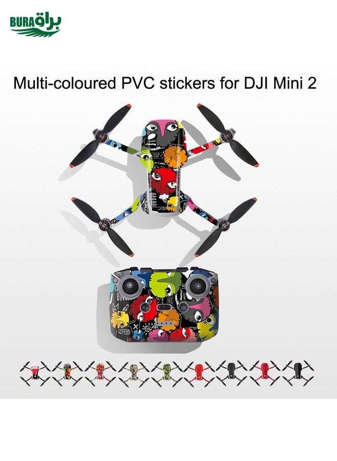 براق Sunnylife MM2-TZ452 لـ DJI Mini 2 PVC PVC Body Body + ARM + جهاز التحكم عن بُعد ملصقات وقائية زخرفية (نمط الكربون الأسود)  - Image 2