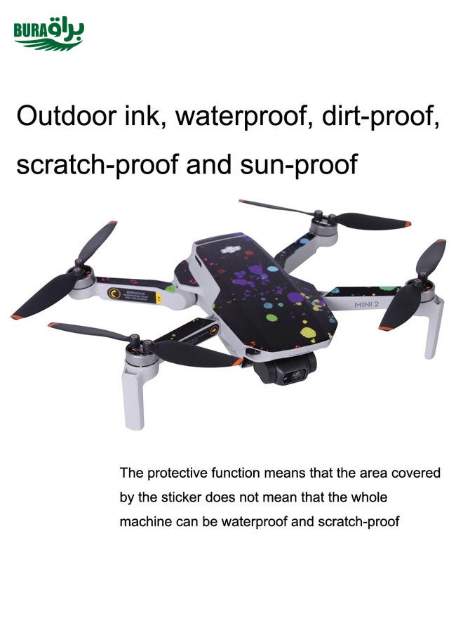 براق Sunnylife MM2-TZ452 لـ DJI Mini 2 PVC PVC Body Body + ARM + جهاز التحكم عن بُعد ملصقات وقائية زخرفية (نمط الكربون الأسود)  - Image 5