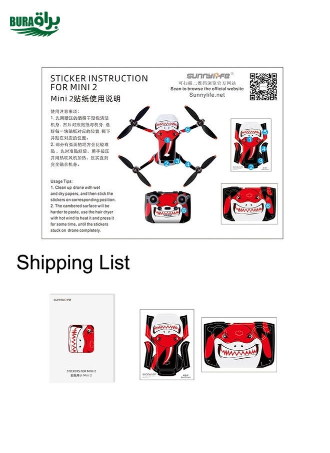 براق - Sunnylife MM2-TZ452 لـ DJI Mini 2 PVC PVC Body Body + ARM + جهاز التحكم عن بُعد ملصقات وقائية زخرفية (نمط الكربون الأسود) - Image 1