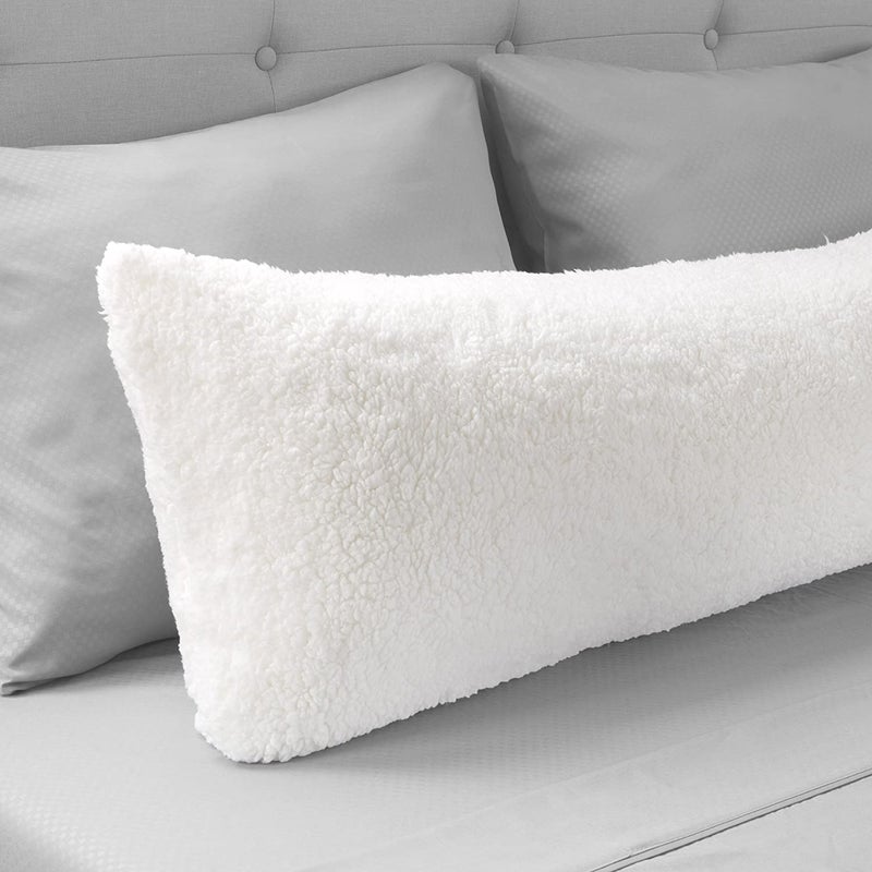 Cottonfry Ultra Soft Velvet Body Pillow Cover/Case Pillowcase with Hidden Zipper, Zippered Body Pillow Case (White (Sherpa), 20x54) - Image 5