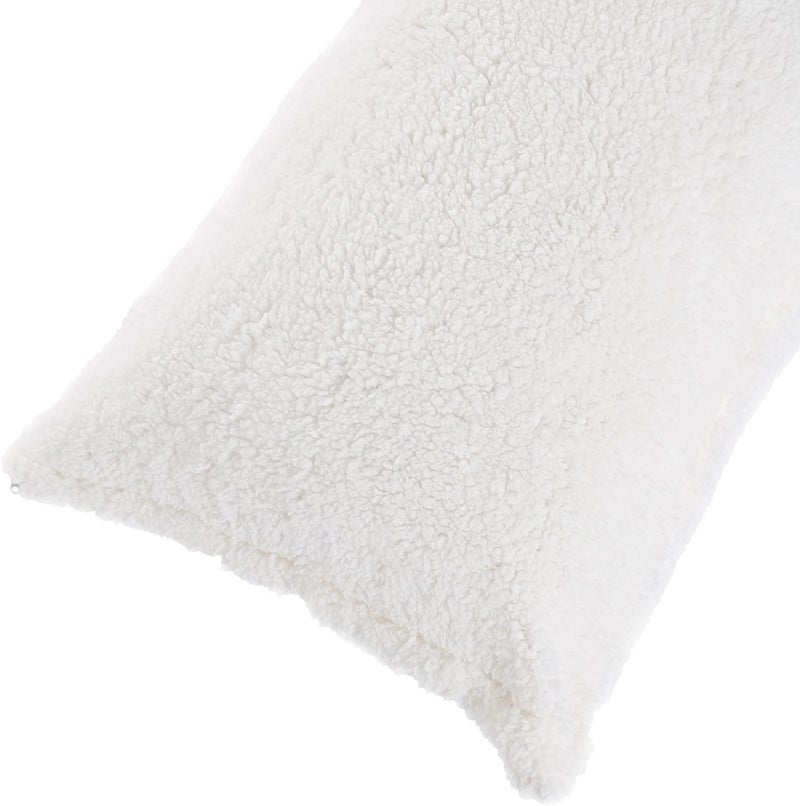 Cottonfry Ultra Soft Velvet Body Pillow Cover/Case Pillowcase with Hidden Zipper, Zippered Body Pillow Case (White (Sherpa), 20x54) - Image 2