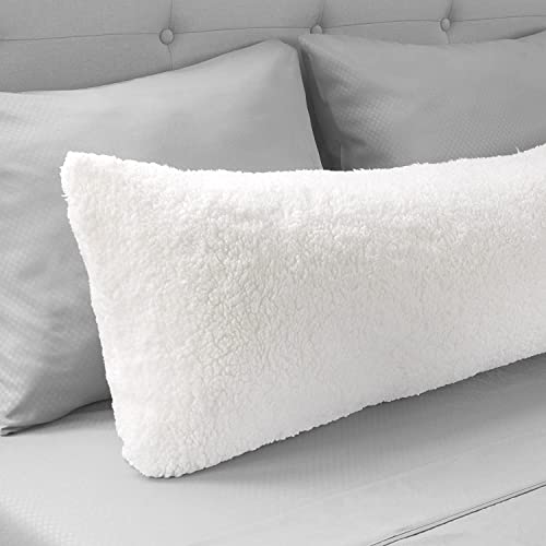 Cottonfry Ultra Soft Velvet Body Pillow Cover/Case Pillowcase with Hidden Zipper, Zippered Body Pillow Case (White (Sherpa), 20x54) - Image 1