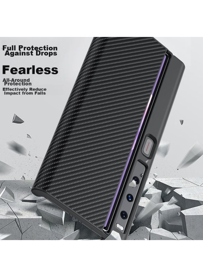 Stryfer Phone Case For Huawei Mate Xs2, Foldable Screen Huawei Mate Xs2 Collector's Edition Phone Case, Semi-enclosed Shockproof Quick-change Stand For Men - Diagonal Leather Texture - Image 2