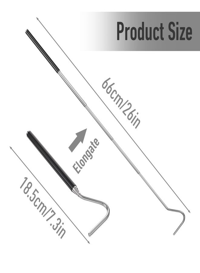 Bremorou Stainless Steel Extensible Snake Hook 26 Inches, Retractable Reptile Hook Foldable Stainless Steel Snake Tool Portable Mini Snake Hook For Ball Python Snake Stick Pick-Up Handling Tool, Black - Image 2
