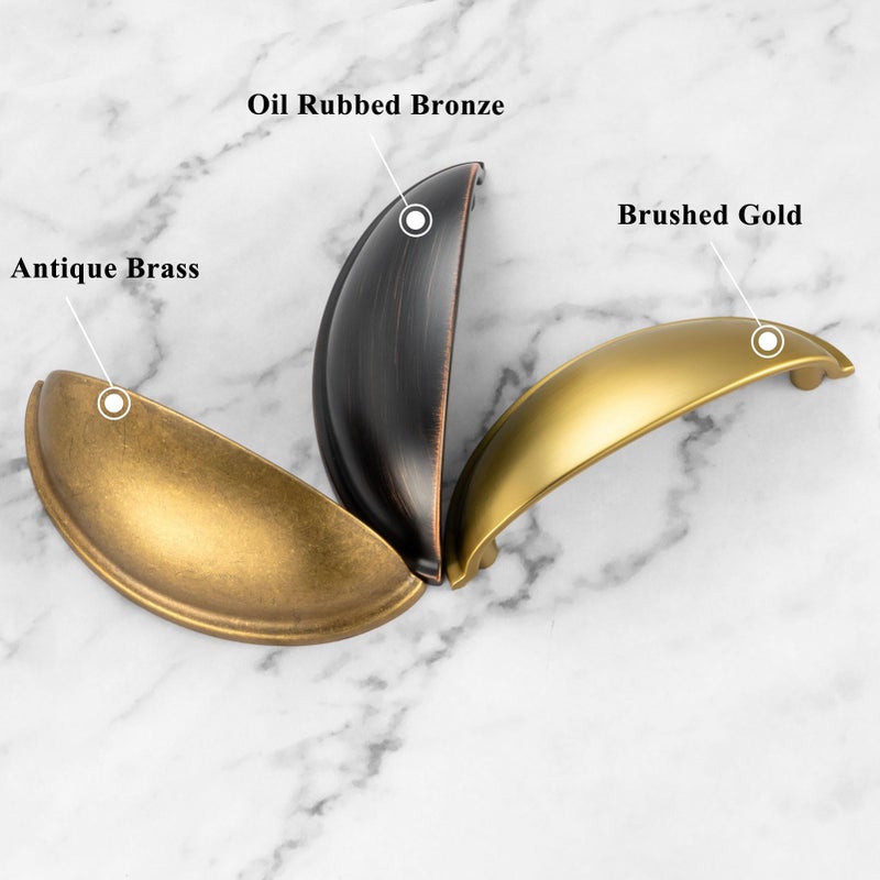 BEROSSA 10 Pack 3 Inch Brushed Gold Cup Drawer Pulls Gold Cabinet Handles Gold Cabinet Pulls for Kitchen Cabinets 1886 Drawers Bedroom Dresser Bathroom Vanity Cupboard - Image 2