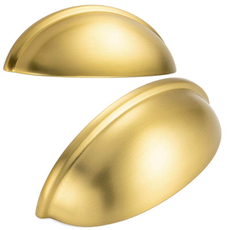 BEROSSA 10 Pack 3 Inch Brushed Gold Cup Drawer Pulls Gold Cabinet Handles Gold Cabinet Pulls for Kitchen Cabinets 1886 Drawers Bedroom Dresser Bathroom Vanity Cupboard - Image 1