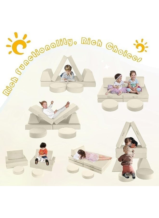 Poppins Home Poppins HOME Kids Couch Kids Sectional Sofa Glow Sofa Couch for Kids, Space Glow in The Dark 8 Piece Fold Out (Beige)  - Image 5
