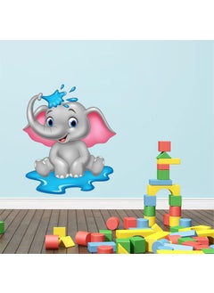 Art's Cafe | Baby Elephant Bathing 3D Wall Sticker Decorative for Kids Room Play School (17.5 x 20.5 inch)