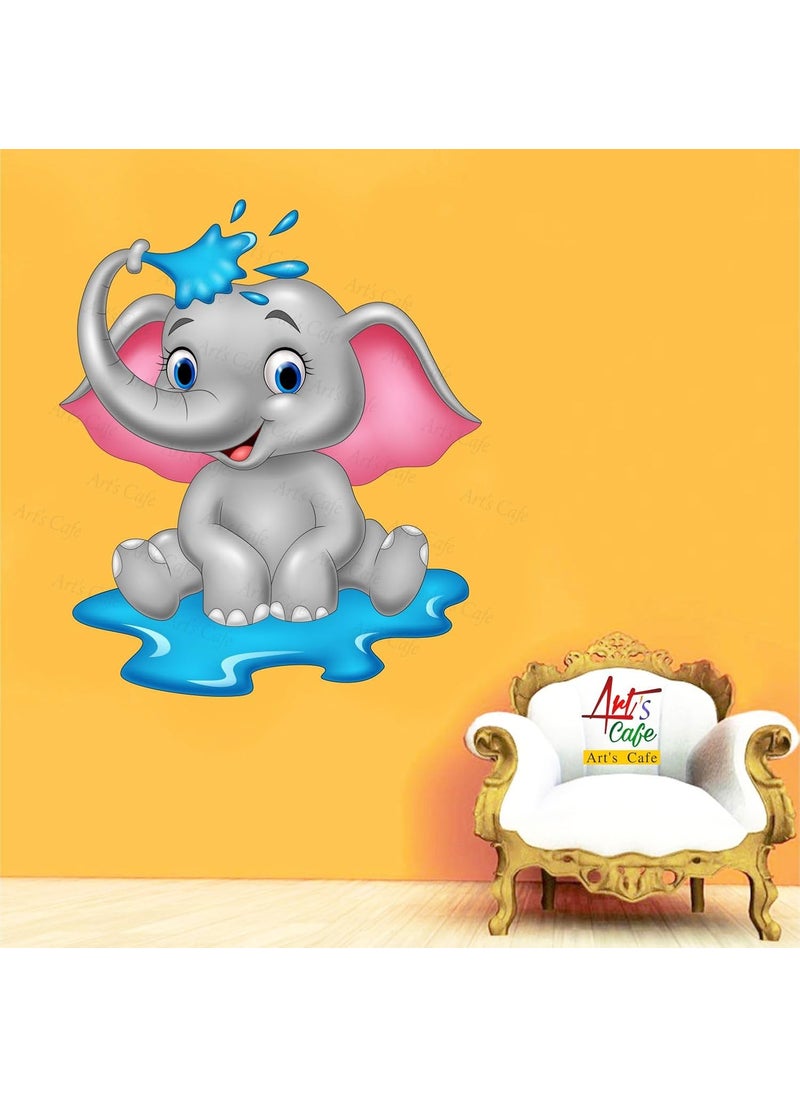 Generic - Art's Cafe | Baby Elephant Bathing 3D Wall Sticker Decorative for Kids Room Play School (17.5 x 20.5 inch) - Image 1