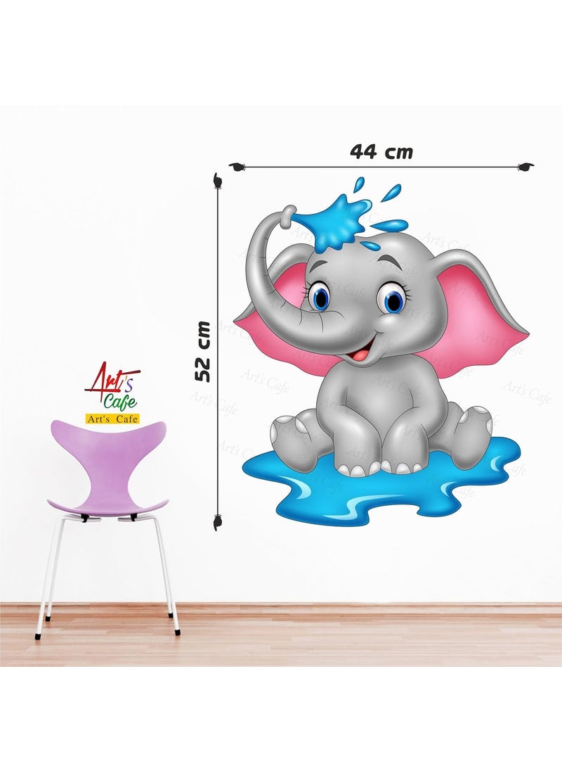 Generic - Art's Cafe | Baby Elephant Bathing 3D Wall Sticker Decorative for Kids Room Play School (17.5 x 20.5 inch) - Image 1