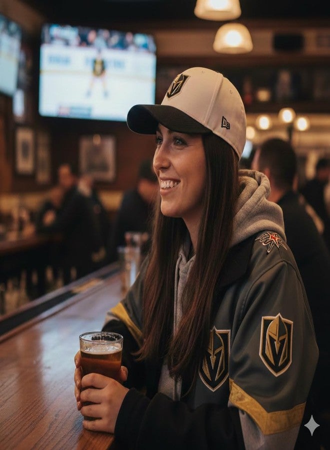 الإبرة الأمريكية قبعة بيسبول قابلة للتعديل من AMERICAN NEEDLE Vegas Golden Knights مرخصة رسميًا من NHL، لون عاجي/أسود (EM004A-VGK-IBLK) - Image 4