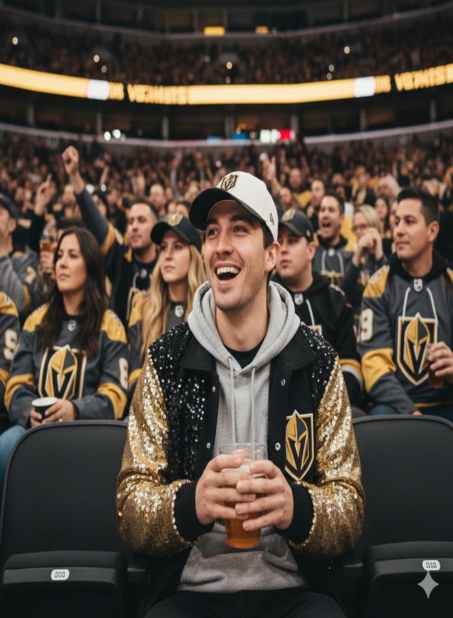 الإبرة الأمريكية قبعة بيسبول قابلة للتعديل من AMERICAN NEEDLE Vegas Golden Knights مرخصة رسميًا من NHL، لون عاجي/أسود (EM004A-VGK-IBLK) - Image 5