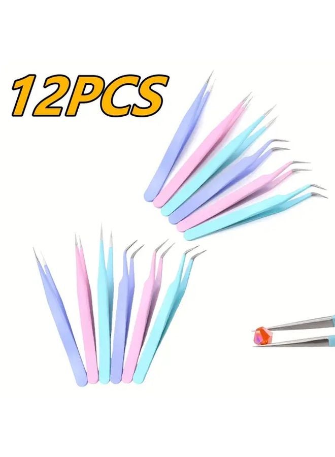 12pcs Metal Tweezers Set For Gardening Crafts DIY Christmas Decorations - Image 2
