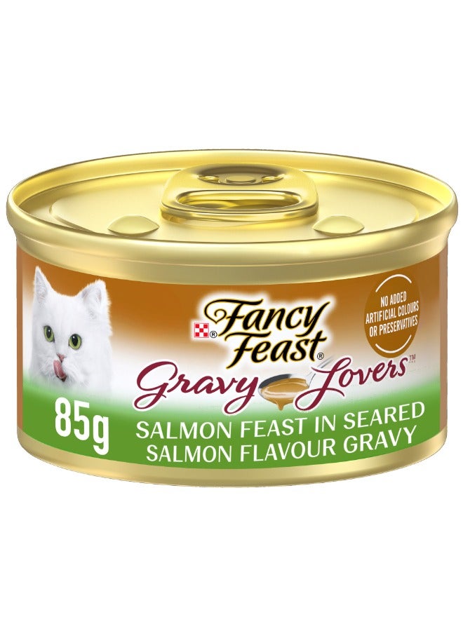 Purina Fancy Feast مأكولات السلمون لمحبي الصلصة بنكهة مشوية طعام رطب للقطط - Image 1