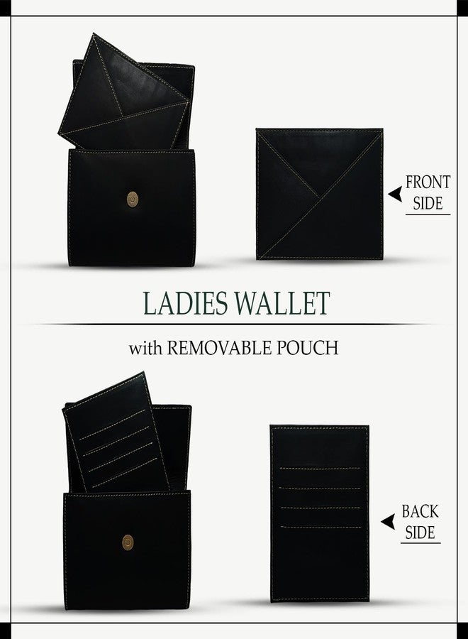 MANDAVA Women's Genuine Leather Slim Wallet | Ladies Compact Purse with Removable Pouch - Image 5
