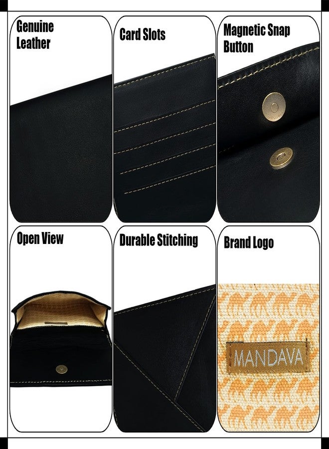MANDAVA Women's Genuine Leather Slim Wallet | Ladies Compact Purse with Removable Pouch - Image 4