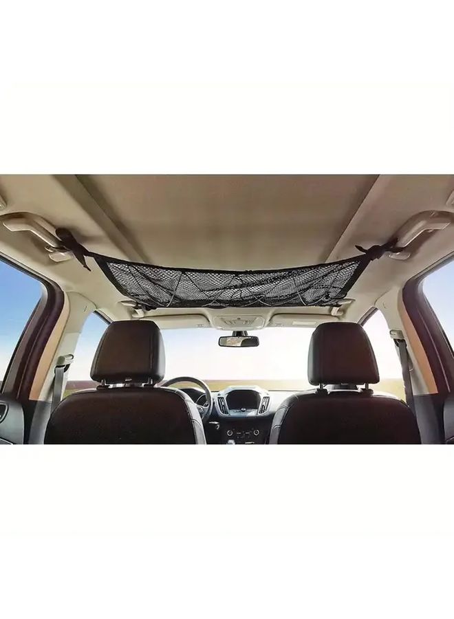 Black Adjustable Double Layer Mesh Roof Bag for SUV Camping Truck Storage - Image 2