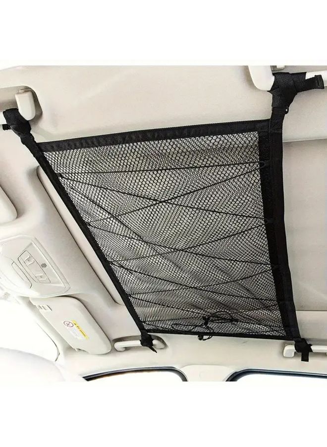 Black Adjustable Double Layer Mesh Roof Bag for SUV Camping Truck Storage - Image 4