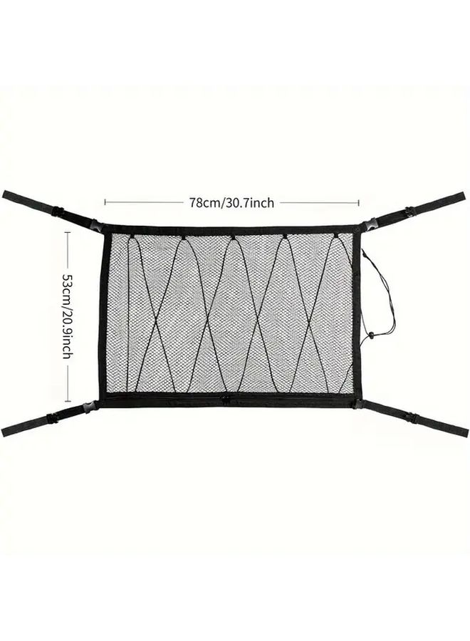 Black Adjustable Double Layer Mesh Roof Bag for SUV Camping Truck Storage - Image 5
