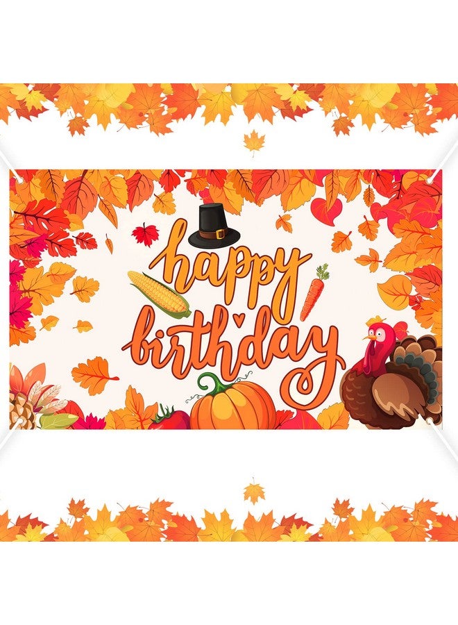 Remerry Fall Birthday Party Decorations Thanksgiving Birthday Decorations Banner Happy Birthday Backdrop for Harvest Thanksgiving Autumn Outdoor Indoor Home Birthday Decor, 35.4 x 59 Inch (Turkey) - Image 1
