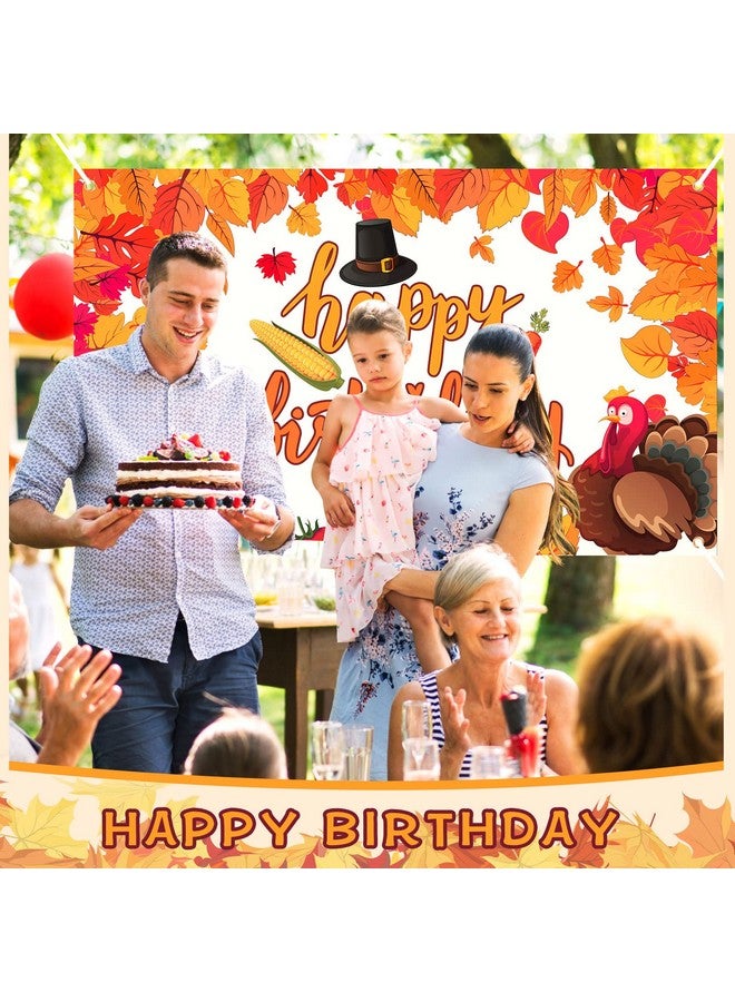 Remerry Fall Birthday Party Decorations Thanksgiving Birthday Decorations Banner Happy Birthday Backdrop for Harvest Thanksgiving Autumn Outdoor Indoor Home Birthday Decor, 35.4 x 59 Inch (Turkey) - Image 5