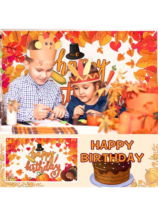 Remerry Fall Birthday Party Decorations Thanksgiving Birthday Decorations Banner Happy Birthday Backdrop for Harvest Thanksgiving Autumn Outdoor Indoor Home Birthday Decor, 35.4 x 59 Inch (Turkey) - Image 4