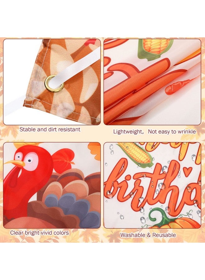 Remerry Fall Birthday Party Decorations Thanksgiving Birthday Decorations Banner Happy Birthday Backdrop for Harvest Thanksgiving Autumn Outdoor Indoor Home Birthday Decor, 35.4 x 59 Inch (Turkey) - Image 3