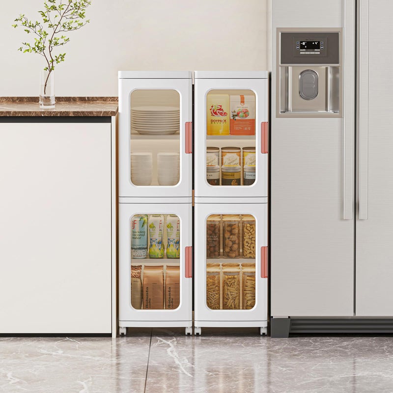 CXCJAI Narrow Cabinet With Doors and Shelves - Tall Skinny Bathroom Storage Kitchen Organizer With Adjustable Shelf - Toilet Paper Linen Closet 2 Layer (White) - Image 3