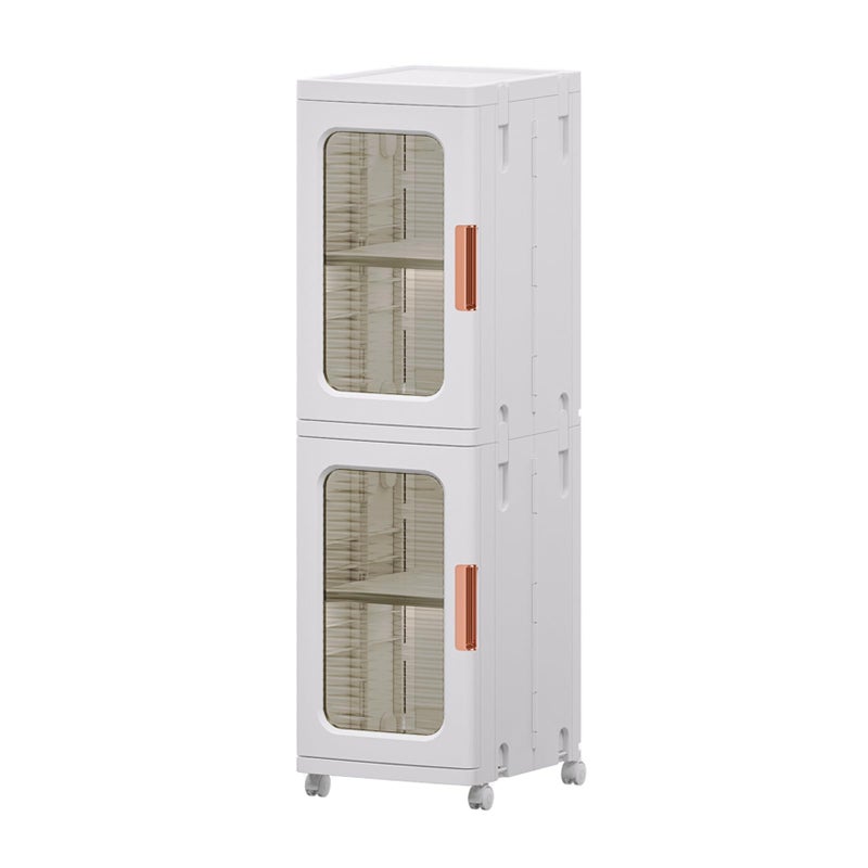 CXCJAI Narrow Cabinet With Doors and Shelves - Tall Skinny Bathroom Storage Kitchen Organizer With Adjustable Shelf - Toilet Paper Linen Closet 2 Layer (White) - Image 1