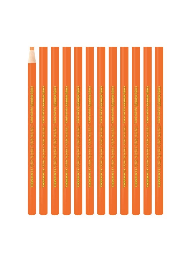 China Marker Box Of 12 (Orange) Pull String Grease Pencil Peeloff Paper Wrapped Wax Pencil For Marking Smooth Surfaces Including Plastic Metal Ceramics Garments & Polished Stone