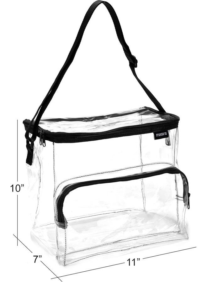 Masirs (Large) - Clear Lunch Bag - Durable PVC Plastic See Through Lunch Bag with Adjustable Shoulder Strap Handle for Prison Correctional Officers, Work, School, Stadium Approved, Freezer Proof and Lead ... - Image 4