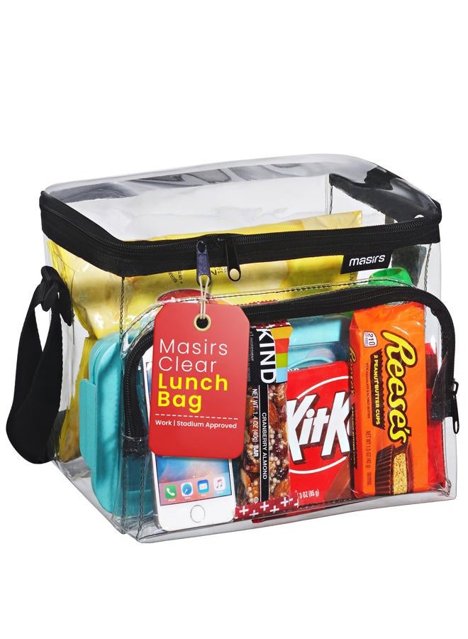 Masirs (Large) - Clear Lunch Bag - Durable PVC Plastic See Through Lunch Bag with Adjustable Shoulder Strap Handle for Prison Correctional Officers, Work, School, Stadium Approved, Freezer Proof and Lead ... - Image 1