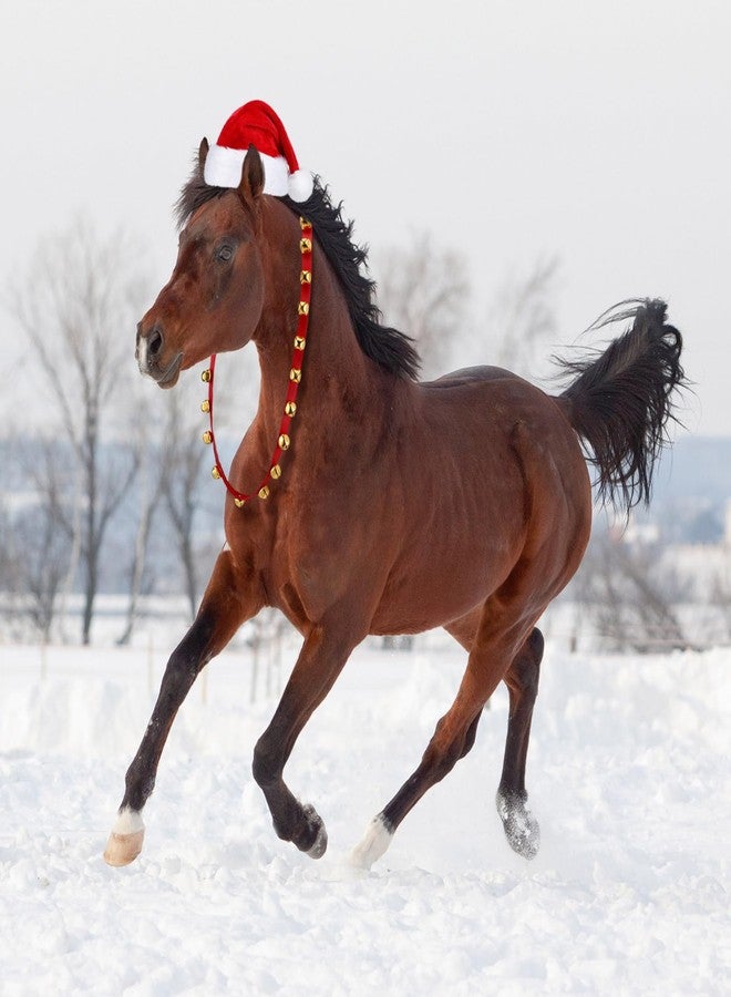 Evervibe 63 inch Red Christmas Sleigh Bells Strap with Hat Hanging Jingle Bell for Xmas Reindeer Horse Door Wreath Decor - Image 3