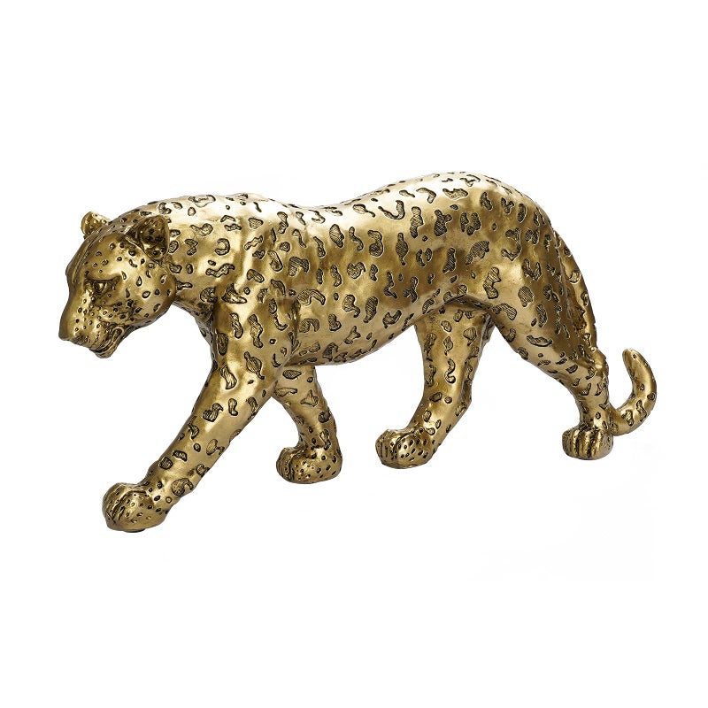 Polyroyal Cheetah Statue Home Decor Leopard Sculpture Resin Sitting Cheetah Figurine Desktop Table Top Ornament Decoration for Home OfficeGold Or Silver WalkingChampagne Gold