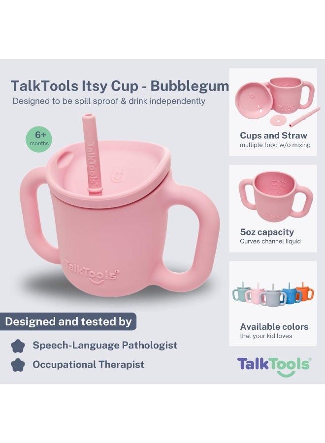 TalkTools ITSY Silicone Training Cup â€“ Mini Straw Cup for Baby - Anti Leak, Spill Proof and BPA Free Cup with Straw Insertion for Kids (Bubblegum) - Image 3