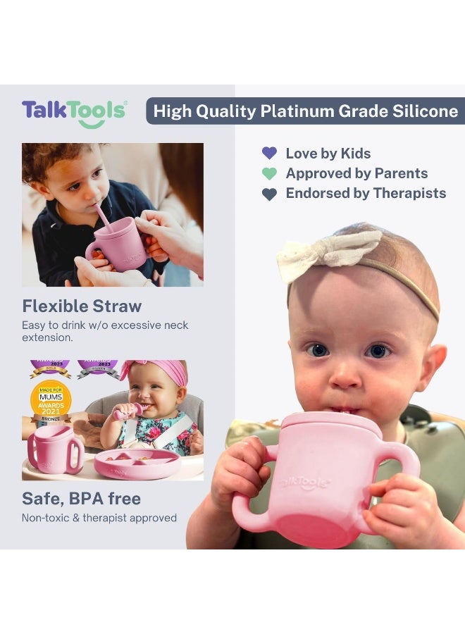 TalkTools ITSY Silicone Training Cup â€“ Mini Straw Cup for Baby - Anti Leak, Spill Proof and BPA Free Cup with Straw Insertion for Kids (Bubblegum) - Image 4