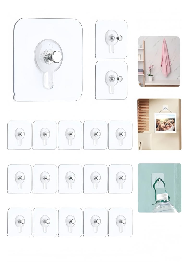 Lee Yon 18-Piece Picture Hangers, Self-Adhesive Picture Hangers Hooks Waterproof Adhesive Wall Hooks Wall Picture Hanger Heavy Duty Wall Hangers Without Nails for Hanging for Home Kitchen Bathroom Office  - Image 1