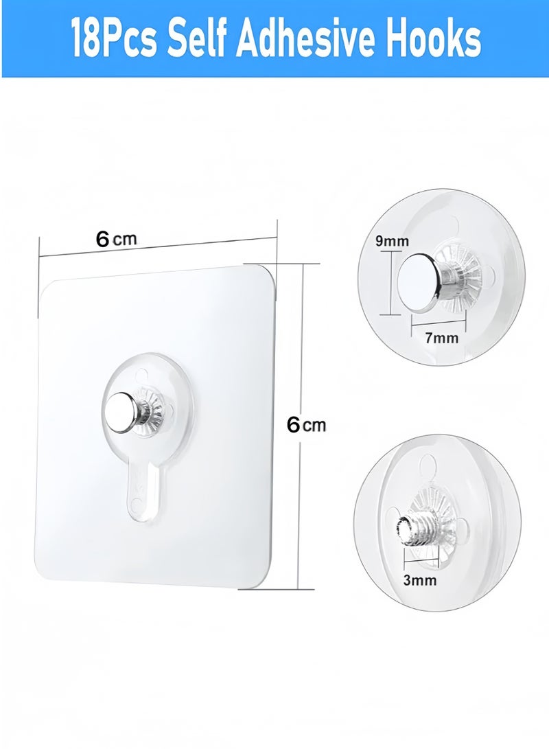 Lee Yon 18-Piece Picture Hangers, Self-Adhesive Picture Hangers Hooks Waterproof Adhesive Wall Hooks Wall Picture Hanger Heavy Duty Wall Hangers Without Nails for Hanging for Home Kitchen Bathroom Office  - Image 2