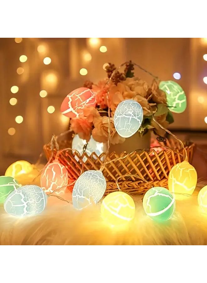 حزمة مكونة من 2 أضواء LED بيضاء دافئة على شكل بيضة مكسورة 10 مصابيح تعمل بالبطارية للديكور - Image 4