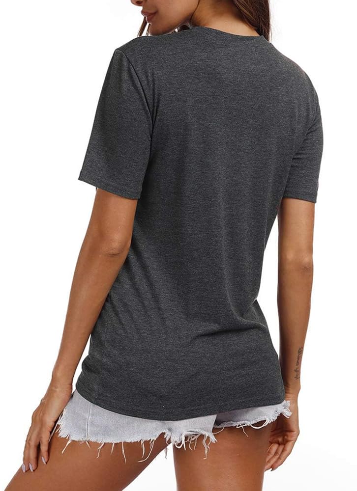 YEXIPO Womens Graphic Tees Short Sleeve Summer Tops Funny Letter Print Crew Neck Casual Loose Cute T Shirts - Image 2