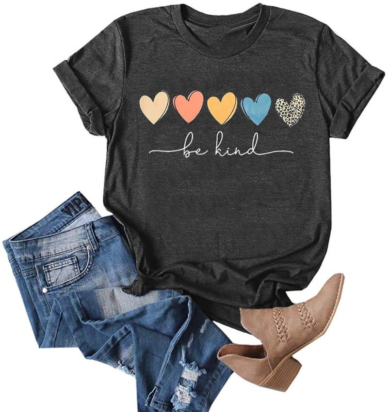 YEXIPO Womens Graphic Tees Short Sleeve Summer Tops Funny Letter Print Crew Neck Casual Loose Cute T Shirts - Image 3