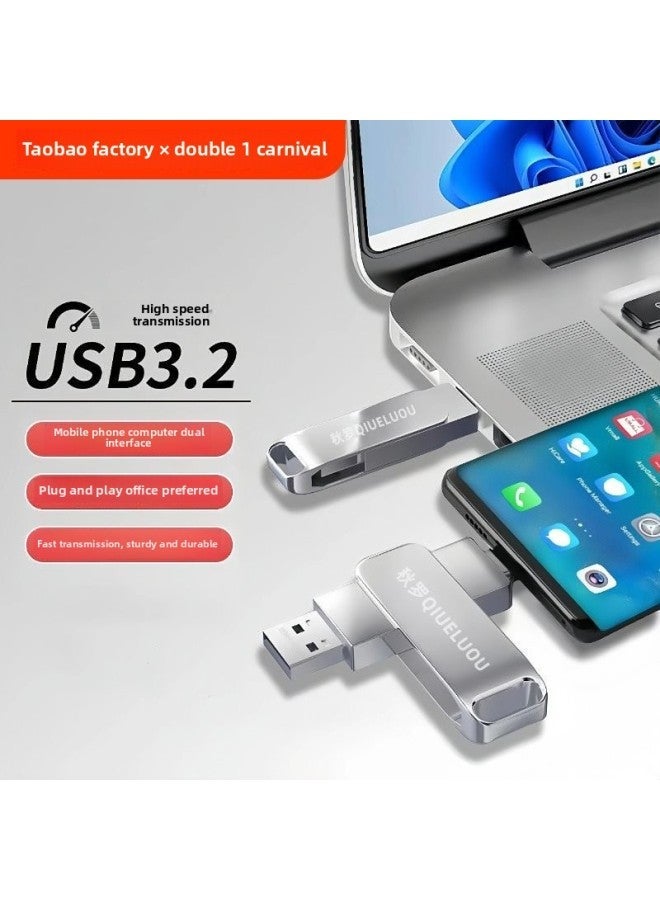 128gType-C Mobile Phone High-speed U Disk USB3.0 Dual Interface 32G Computer Dual-purpose 64 USB Large Capacity System-Capacity:Official Standard-Interface:128g Pink [usb3.0] Type-c Usb Flash Drive  - Image 1