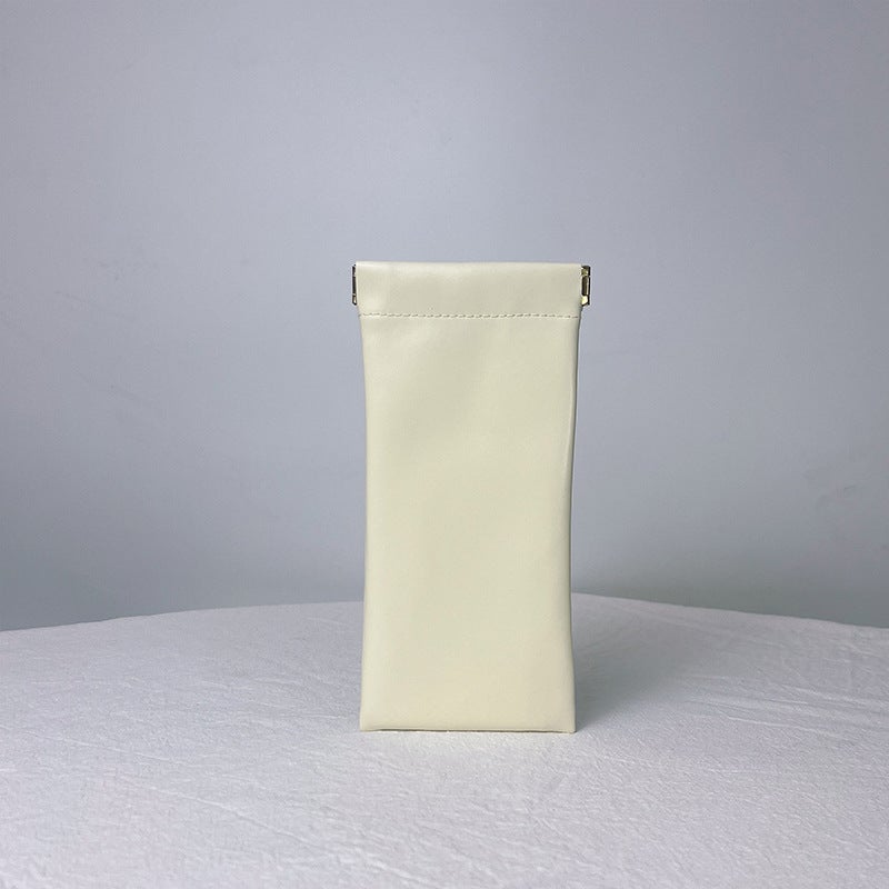 Portable Auto-Close Sunglasses Pouch White [glasses bag]] 